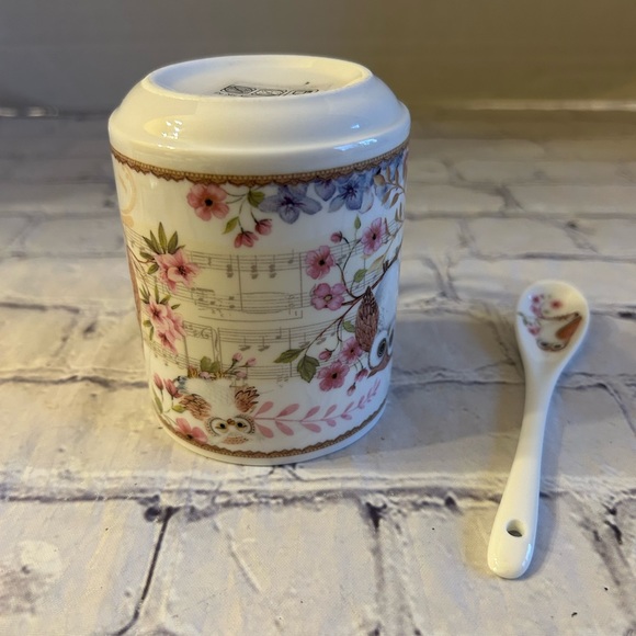 SUMMER RIVER OWLS IN A TREE CERAMIC COFFEE CUP WITH SPOON - Picture 2 of 8